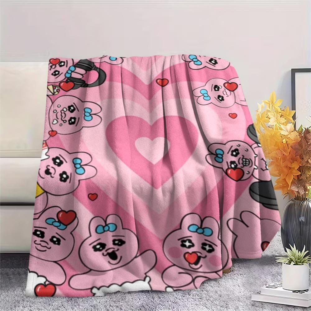 1PC Opanchu Usagi Print Flannel Blanket, High quality Comfortable for All Seasons, Home Decor, Warmth and Comfort, Perfect for Christmas Gifts104