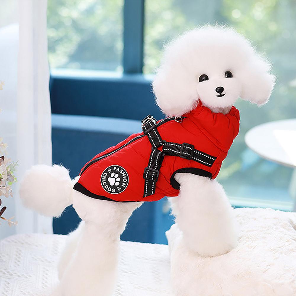 Pet Dog Coat with Harness, Winter Dog Coats, Fleece Dog Jacket, Waterproof Puppy Costume, Cold Weather Thick Dog Clothes, for Small Medium Dogs