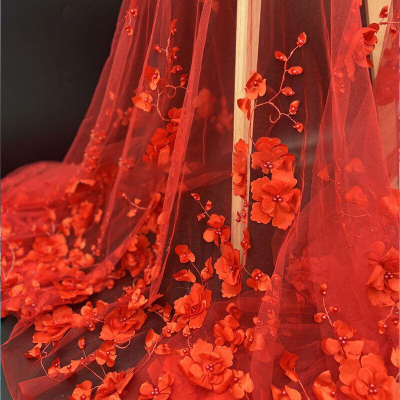 3DЦветочная Сетчатая Кружевная Ткань для Одежды Женское Свадебное Платье Вышитая Ткань DIY Шитье Платье-Халат Тюль Французская Гипюровая Африканская Кружевная