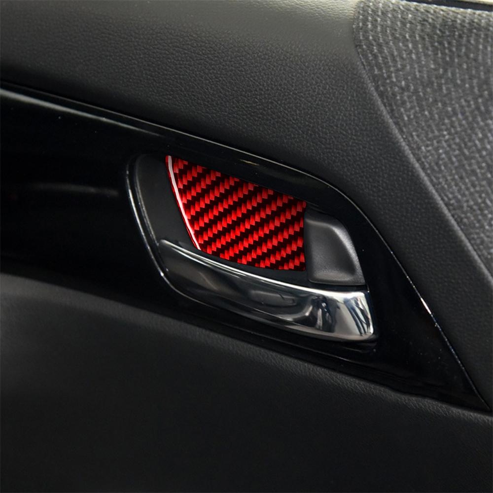 Set Real Carbon Fiber Car Door Handle Cover Trim Kit For Honda Accord 2014-2017