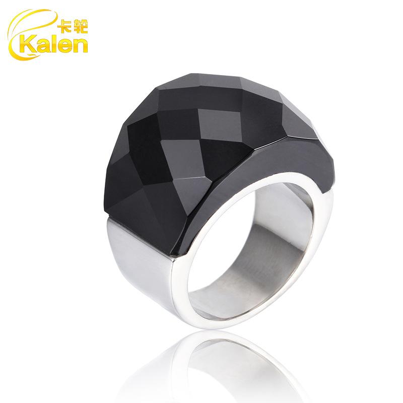 Traditional Stainless Steel Fashion Zircon Women's Multi-color Rose Gold Plated Lovers Wedding Band Ring
