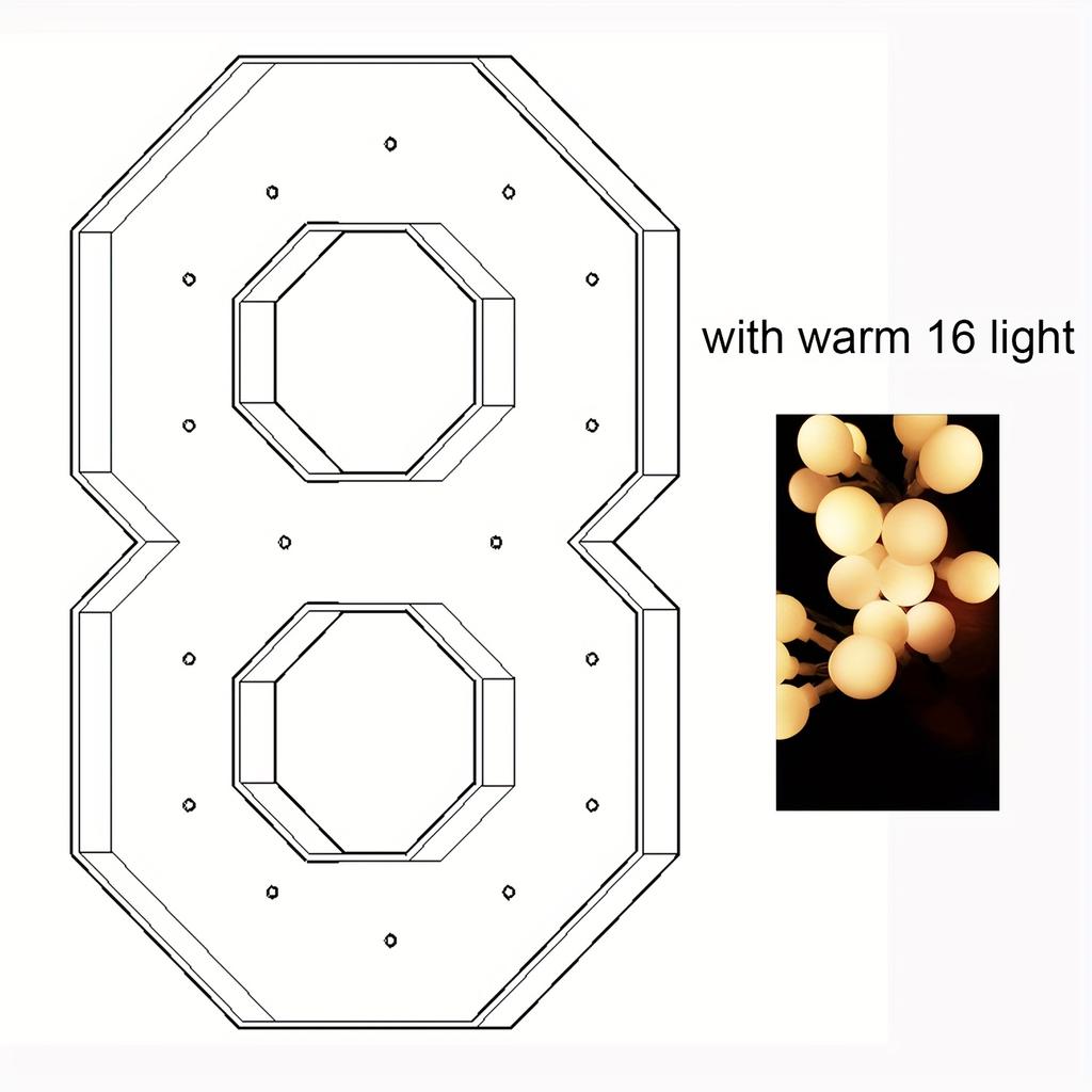 1 шт. 73 см/28,7 дюйма Светящийся цифровой каркас для шаров-маркиз для дней рождения, свадебных юбилеев, выпускных вечеров со светом