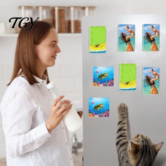 Magnetic Picture Frame 10/20/50Pcs DIY Fridge Magnet Kit, Clear Acrylic Photo with Custom Refrigerator Magnets Adhesive Backing, Making Set for Crafts
