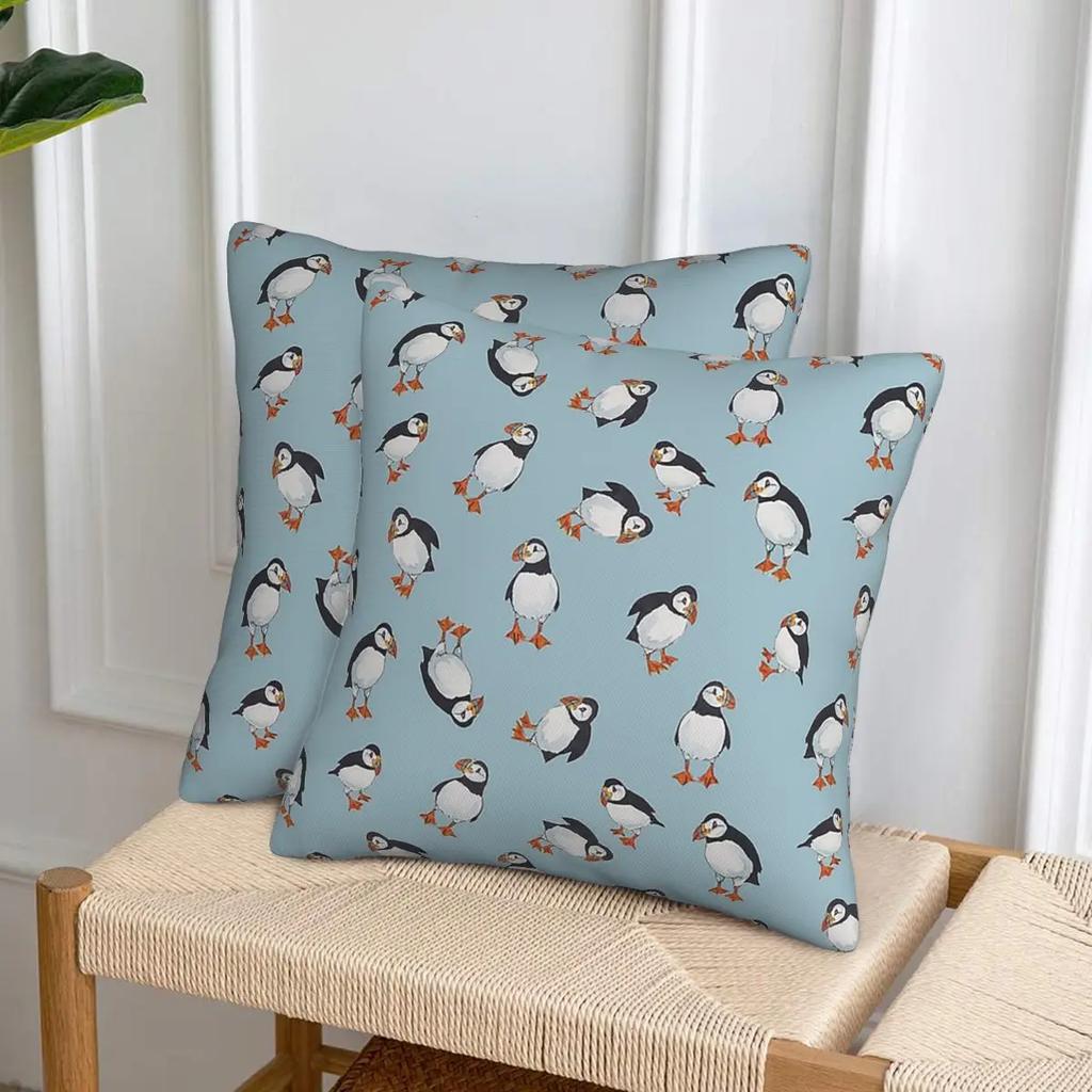 Perfectly Perfect Puffins 2 Pcs Square Pillowcase Pillow Cover Cushion Decor Comfort Throw Pillow For Home Living Room