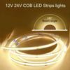 COB LED Strip Light DC12V 24V 16.4ft High Density Flexible Tape Ribbon 3000 4000K 6000K RA90 Led Lights Lighting 528 LEDs/m