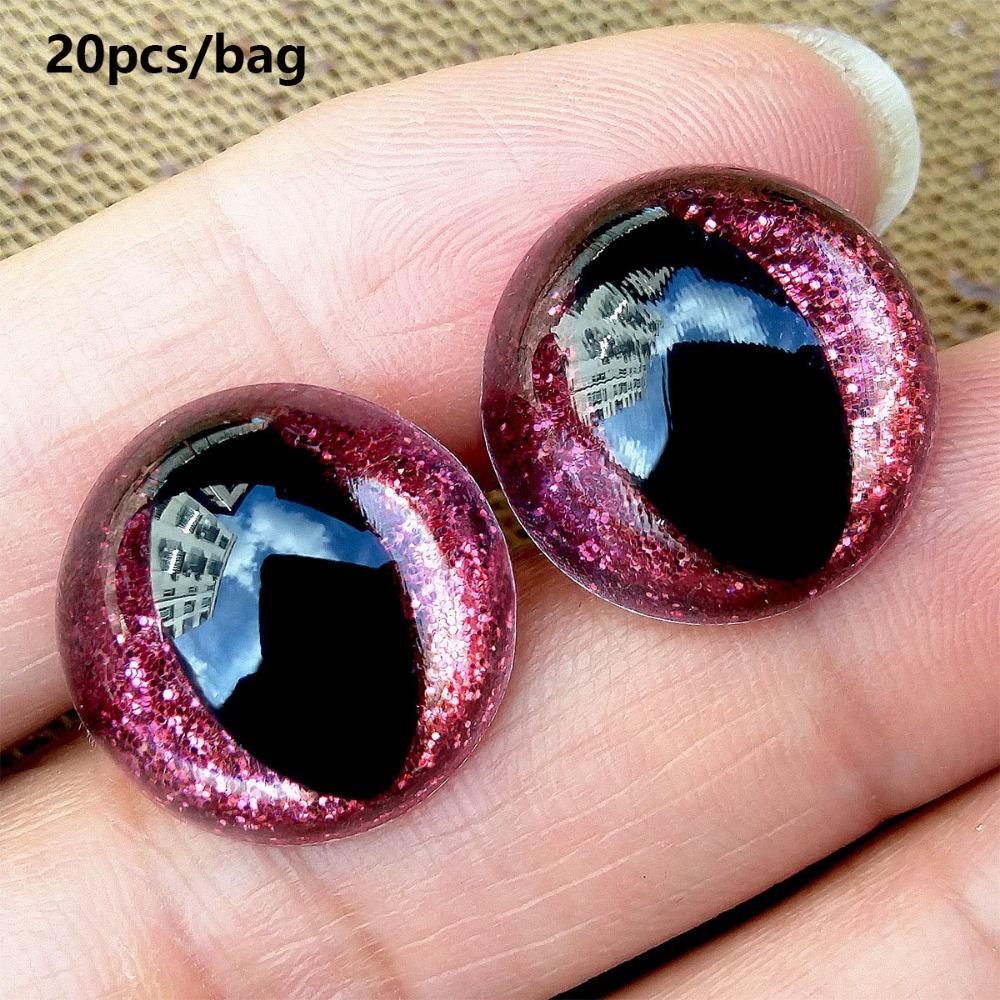 20pcs/set 18mm Safety Glitter Eyes Crafts with Golden Onion Gasket Puppet Colored Eyes Accessories
