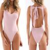 Elegant Women Sexy One Piece V Neck Bandage Swimwear Beach Backless Swimming Suit For Stylish Summer Days