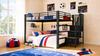 Bunk Bed 140x200 cm for Adults, Metal Bunk Bed with Stairs, Storage, LED Light Strip and Socket, Flexibly Mountable on Left or Right, Black