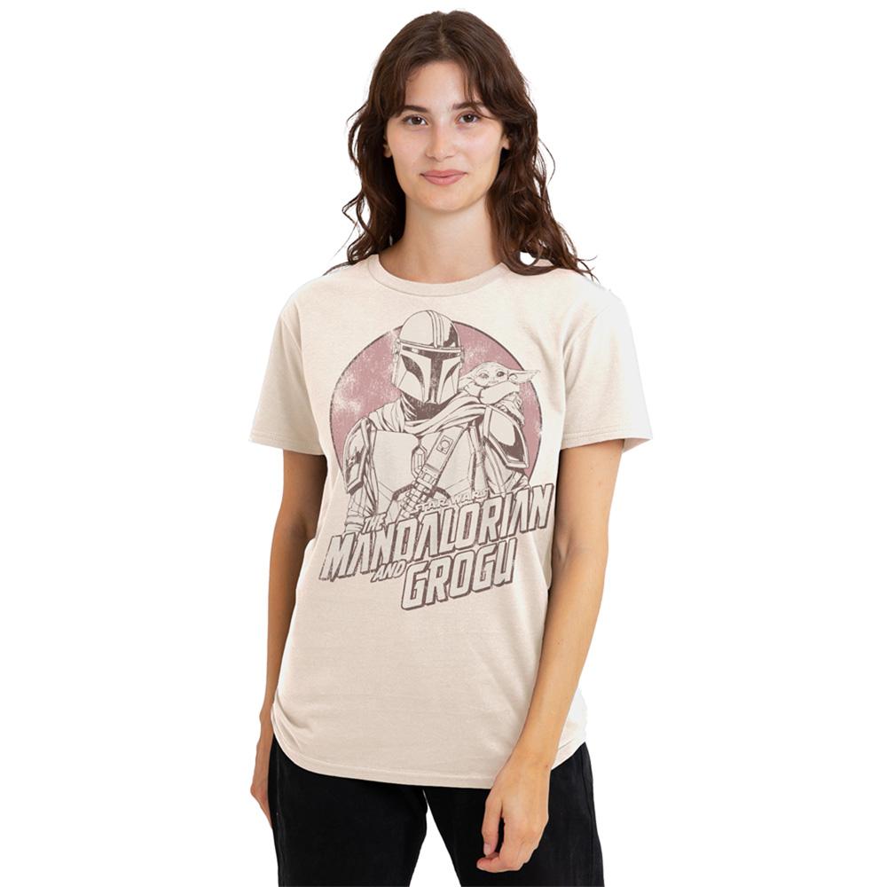 Star Wars Mandalorian Womens/Ladies Grogu And Mando Sunset Graphic T-Shirt