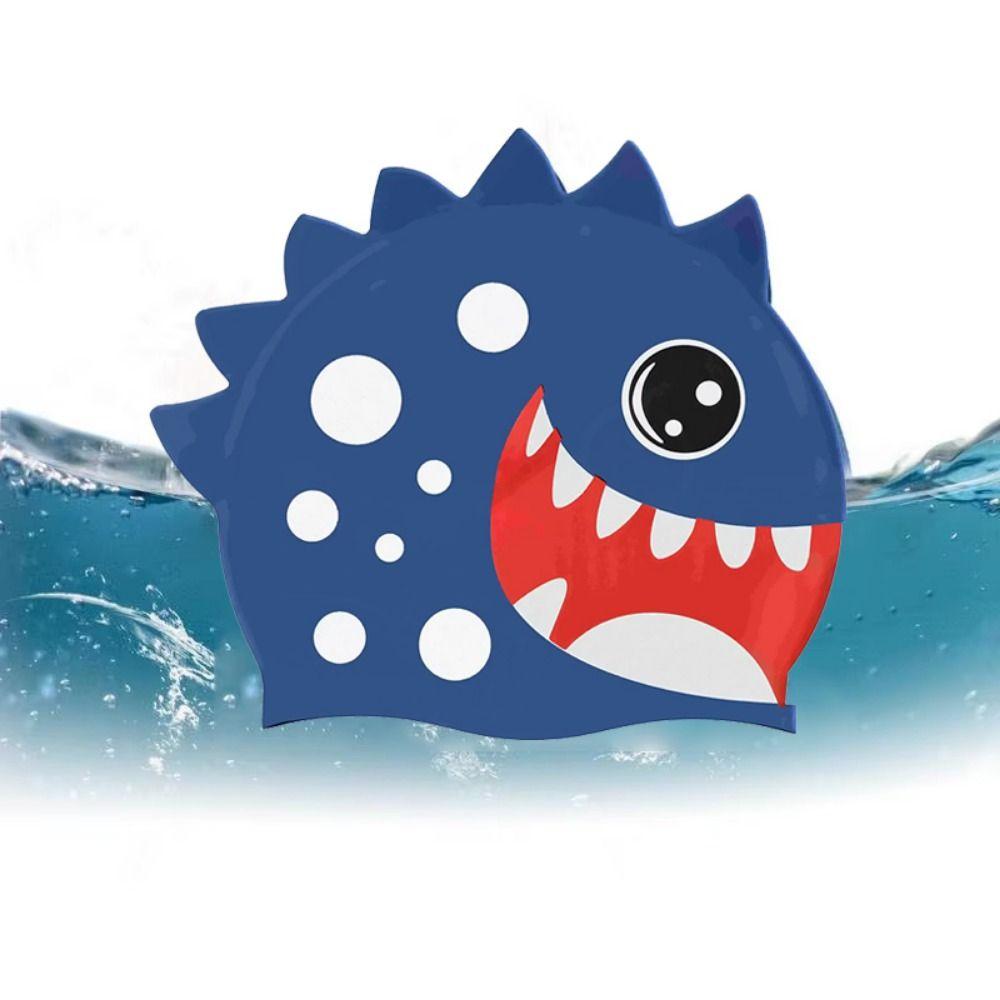 Waterproof Silicone Swimming Hat Shark Printed Swimming Cap Children's Swimming Cap Water Sports