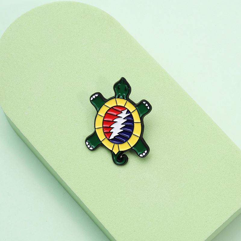 Eyecatching Turtle Cartoon Brooch Unique Alloy Pin For Rock Music Enthusiasts