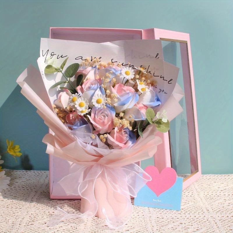 Букет из мыльных роз Искусственные свадебные цветы Подарок на День матери Букет на выпускной с упаковочным пакетом Подарок на День святого Валентина LS