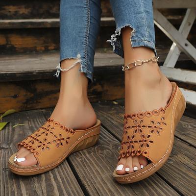 Ретро тапочки больших размеров для женщин, на плоской подошве, туфли с одним каблуком с вырезами