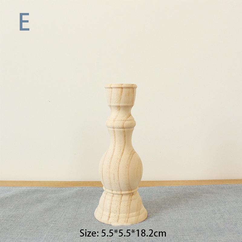 7 Styles Wedding Decorations Wood Candlestick Holder Unpainted Wood Classic Craft Candle Holders