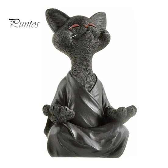 Медитирующая фигурка кошки, смоляная скульптура кошки дзен, сидящая в медитации кошка, украшение для йоги, гостиной, спальни, офиса, подарок для любителя кошек