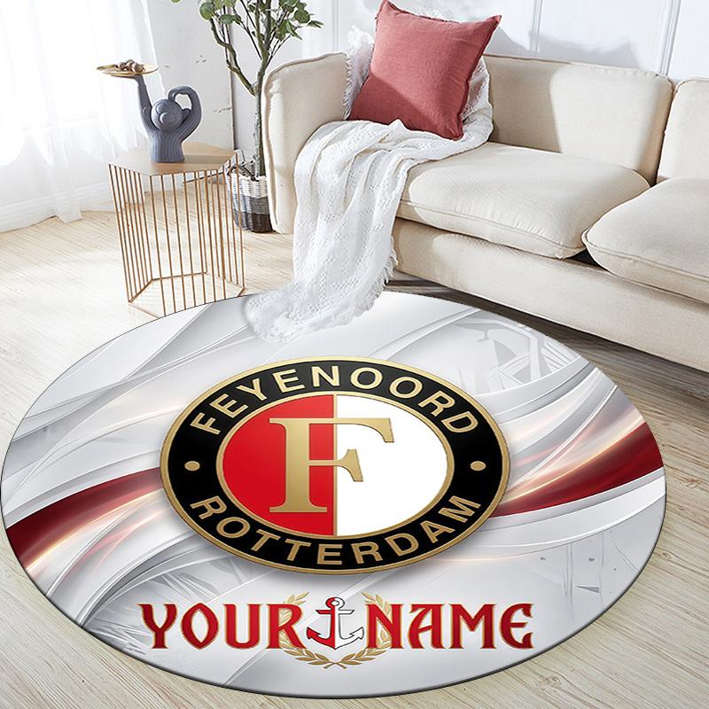 Custom Name Feyenoord2 Round Area Rug,Carpet Rug for Living Room Bedroom Sofa Playroom Decor,Non-slip Floor Mat