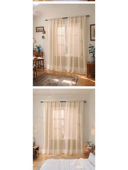 Summer Fresh White Lace Floral Curtains with Hollow Design for Living Room & Balcony