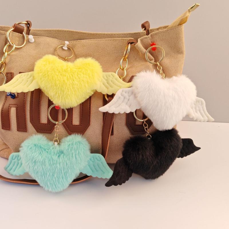 1pc Trendy Love Plush Angel Wings for Women with Cute Charm, Decorative Accessory for Keys, Bags & Backpacks Gift Bag Charm