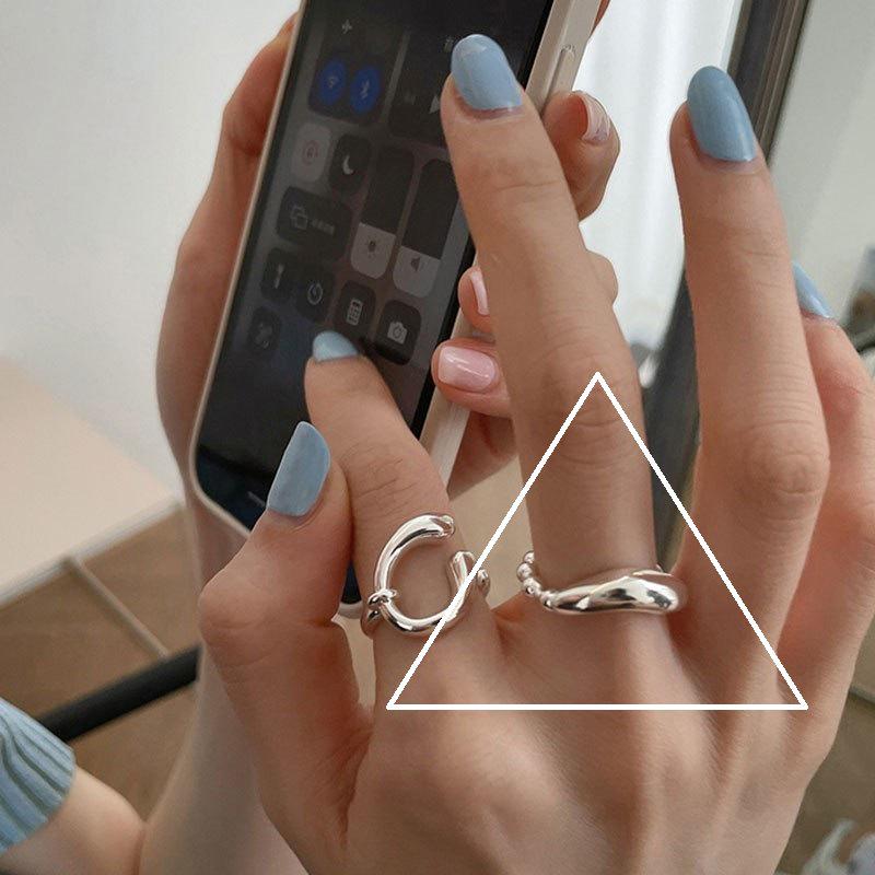 Корейское кольцо из стерлингового серебра 925 пробы в ретро-дизайне для женщин - Не тускнеющее, Высококачественное ювелирное изделие для пальца в стиле цепочки