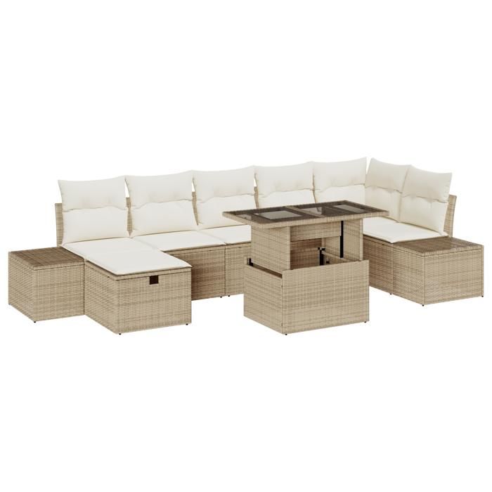VidaXL Ensemble de 8 pièces de Sofa de Jardin avec Coussins Beige en Rattan Poly 3359888