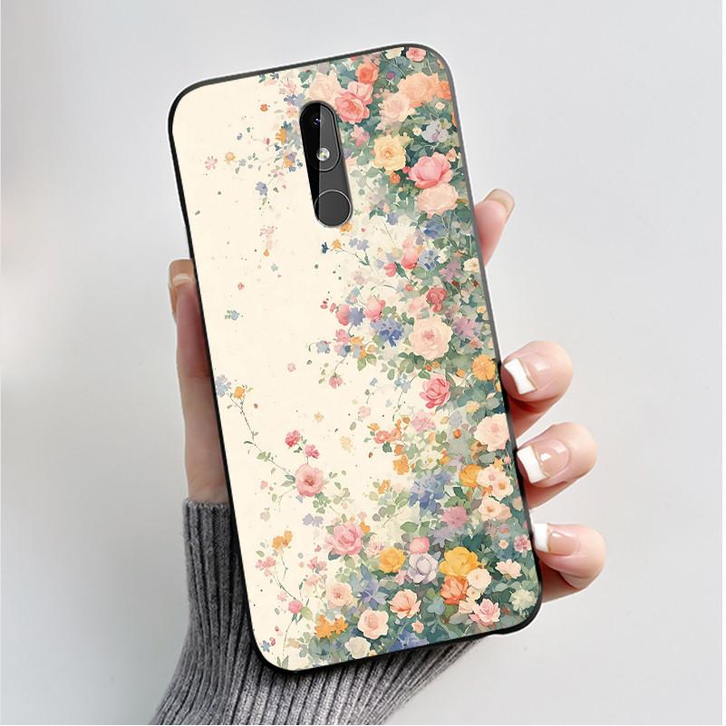Printing Pattern Case For Nokia 3.2 / Nokia 3 / Nokia 3.1 Capa Coque Soft Silicone Black Shell Cover Cute Flower Cartoon Casing