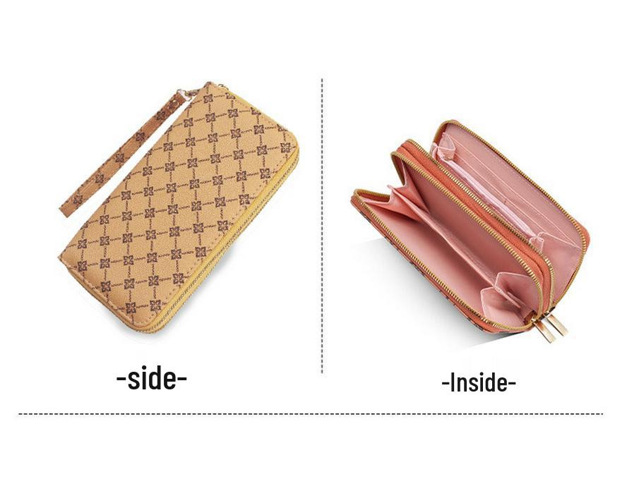 2024 Women's Fashion Wallet: European & American Style, Multi-Card Slot, Double Zipper, Phone Clutch.