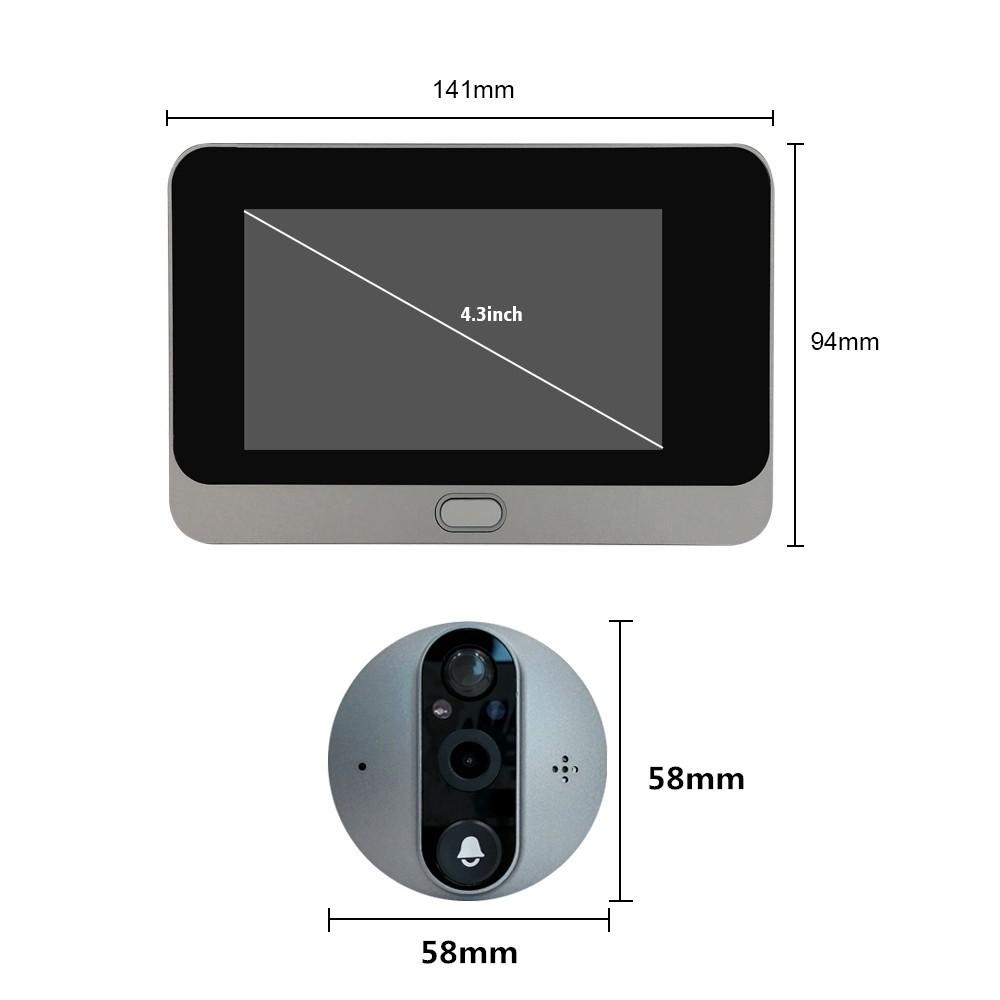 1080P HD Камера Домофон Умный WiFi Электрический Дверной Звонок Глазок 4,3-дюймовый ЖК-экран Ночное Видение Глазок Двери