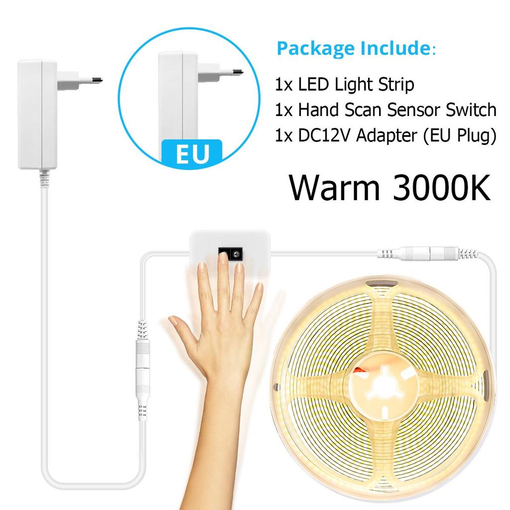Hand Sweep Sensor COB Led Lights Bar 3000K-6000K LED Strip Set 12V Motion Sensor Led Night Lamp Kitchen Room Decor With EU Plug