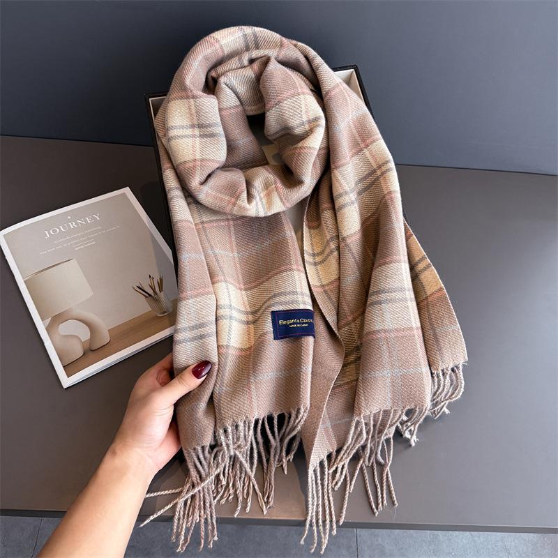 New Fashion Stripes Women's Winter Scarf Imitation Cashmere Warm Shawls Wraps Thicked Pashmina Female Blanket Scarves