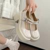 2025 New Spring Small Leather Shoes Round Head Versatile Height Increase Platform British Style Women's French Thick Heel Mary Jane Single Shoes