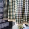 Темно-зеленая клетчатая ретро-штора из хлопко-льня, полудлинная, для окон или шкафов