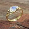 Natural Moonstone Handmade Ring 100% 925 Sterling Silver Yellow Gold Plated Birthstone Ring