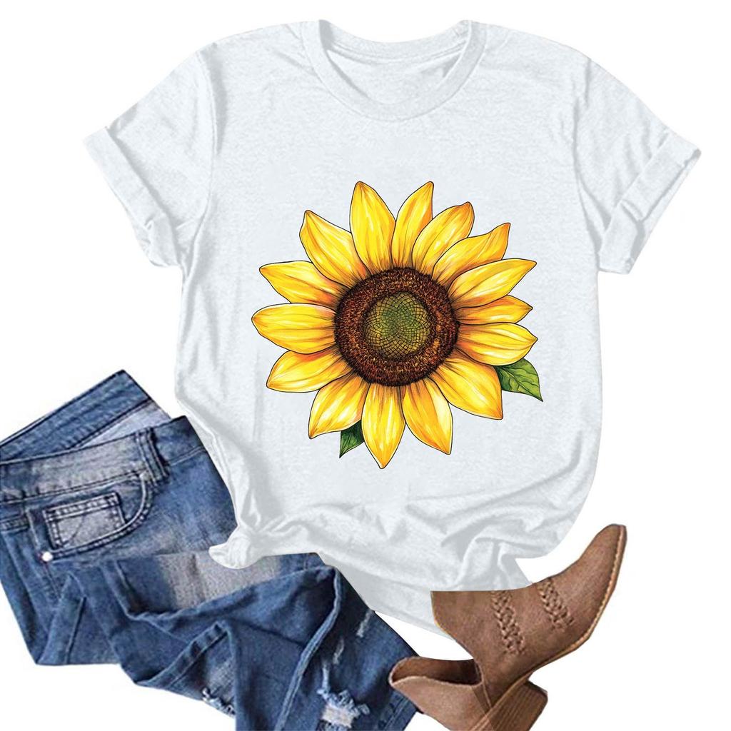 Женская модная повседневная футболка с круглым вырезом и принтом, пуловер с короткими рукавами, топ