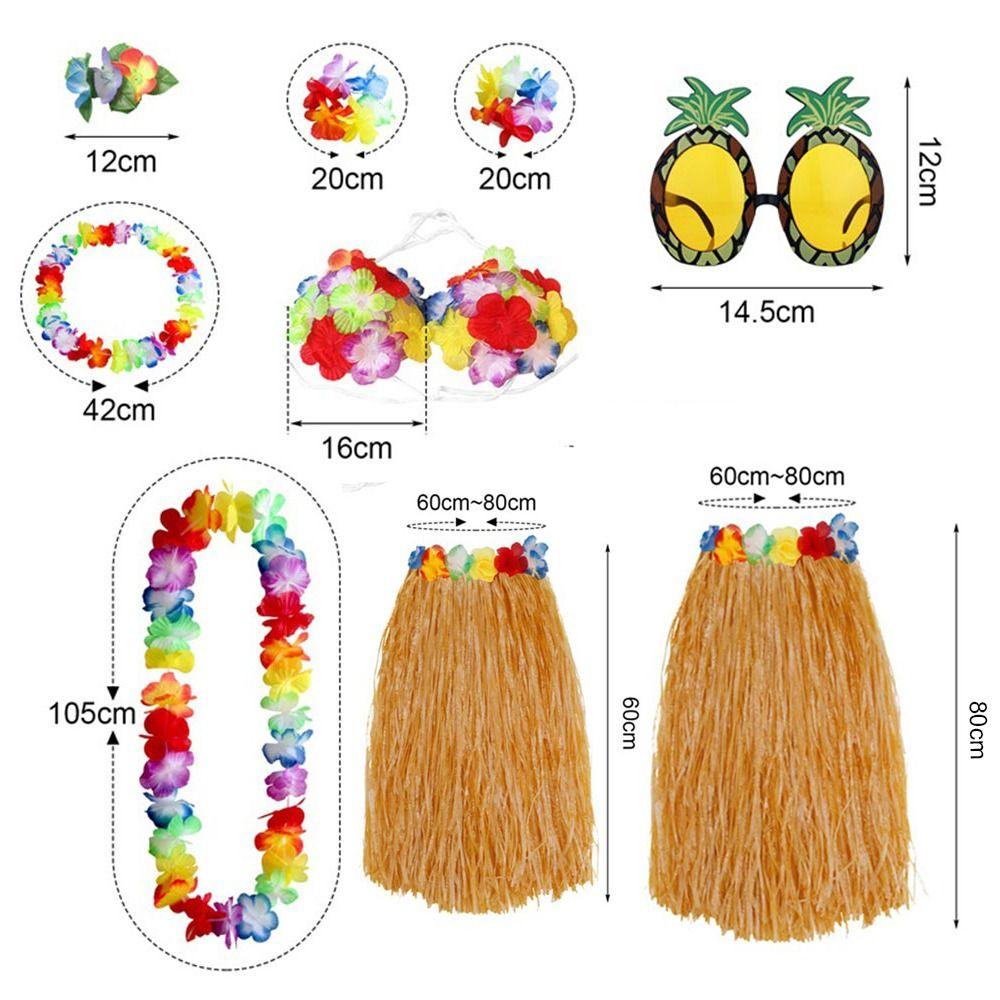 Гавайские принадлежности для вечеринки очки гирлянда ожерелье костюм повязка на голову гавайская хула юбка комплект маскарадный костюм