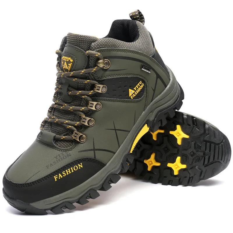 Winter Men Waterproof Snow Boots Leather Sneakers Super Warm Men's Boots Outdoor Male Hiking Boots Work Shoes Botas Zapatos