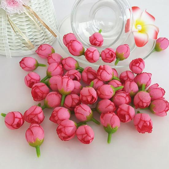 50шт 2см поддельные розы бутон искусственный цветок свадебный букет невесты DIY декор партии
