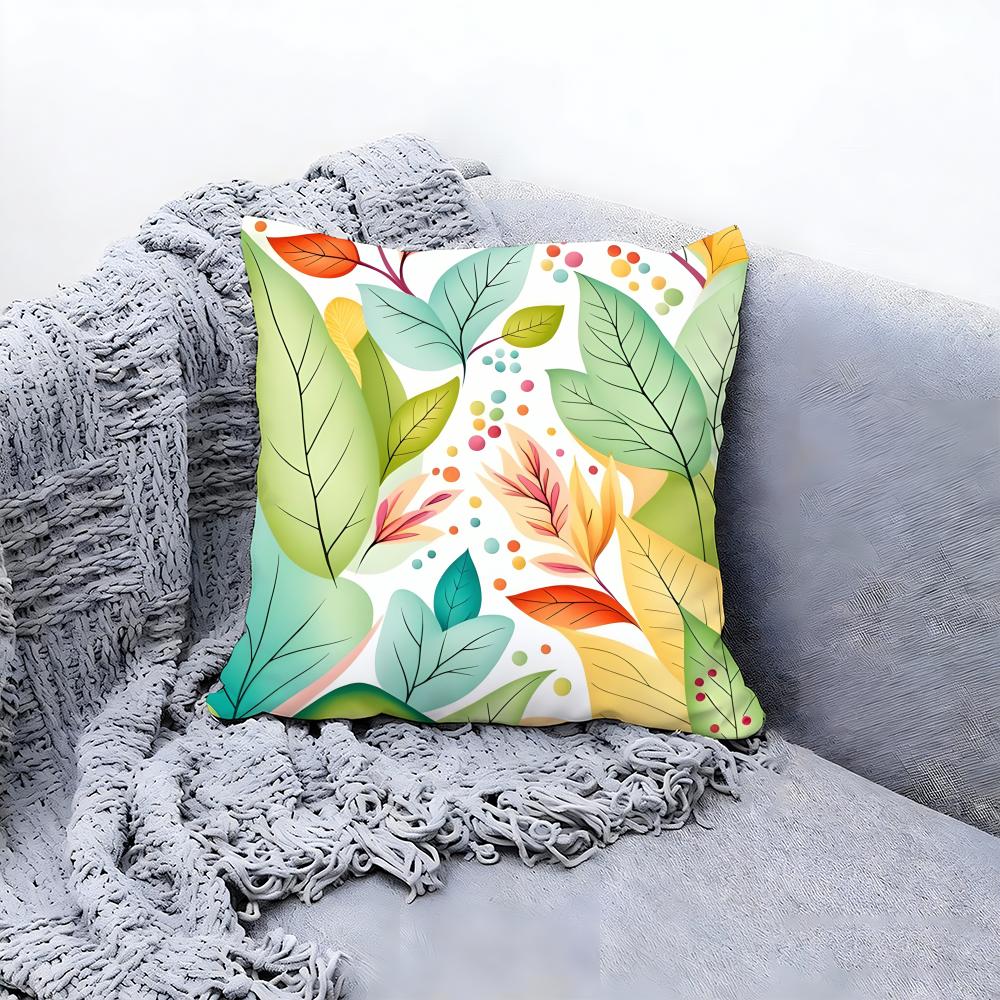 Natural Artistic Leaves Pattern Cushion Cover Premium Comfort Reversible Pillow Cove in One Design for Any Room  Car Interior
