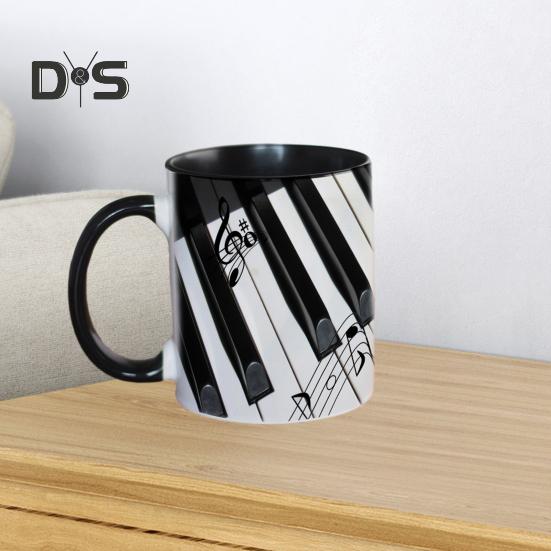 Музыкальная кофейная кружка, керамическая новинка, чашка для музыкальных нот, большая емкость 350 мл, дизайн в виде гитары, фортепиано, скрипки, кружка для горячего питья, музыкальный подарок для любителей музыки, дом