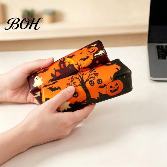 Holiday Squeeze Toy 1/3/12Pcs Halloween Butter Bar Toy, Ghost Pumpkin Stick Sensory Anxiety Relief Squeezing Toys for Stress Relief, Trick or