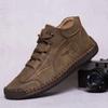 Ретро мужские ботинки, сшитые вручную кожаные повседневные туфли для мужчин, нескользящие ботинки для активного отдыха, модные качественные мужские мотоциклетные ботинки