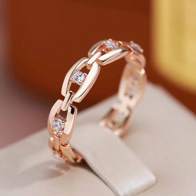 Classic Chain Design Zircon Finger Rings for Women Fashion Daily Jewelry Gifts