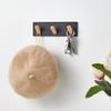 3-Hook Punch-free Magnetic Hanging Rack Carbon Steel+Beech Hat Key Hanging Hook