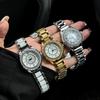 Ceramic Steel Belt Women'S Watch 9677 Diamond-Encrusted Fritillary Gold Watch