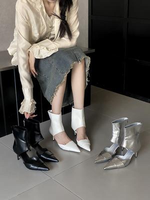 Модные женские ботильоны с острым носком, летние короткие боты, тонкие высокие каблуки, молния сзади, боты челси 2024, новые поступления, модные сандалии 40