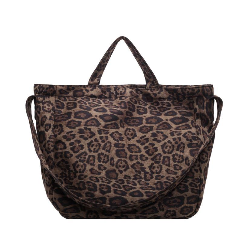 Холщовая сумка-тоут с леопардовым принтом, женская модная портативная сумка через плечо большой вместимости