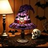 Witch Hat Lamp Stained Resin Gothic Wizard Hat LED Night Light Spooky Small Table Lamp for Indoor Bedroom Halloween Decor
