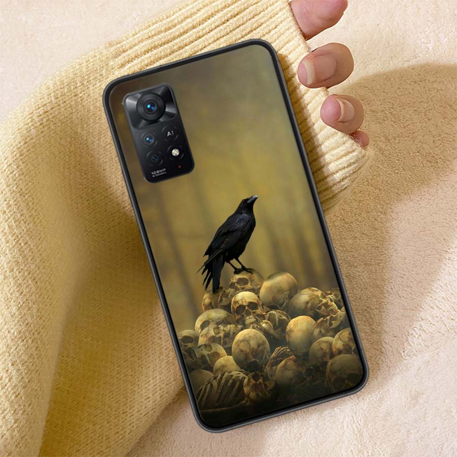 Чехол для телефона Ворон Темная Ворона Для Redmi Note 13 14 15 Pro Plus 12 13C 12C 15C 9 10 10C 9T 9C 9A ТПУ Мягкий Чехол Прозрачные Чехлы для Телефона Sho