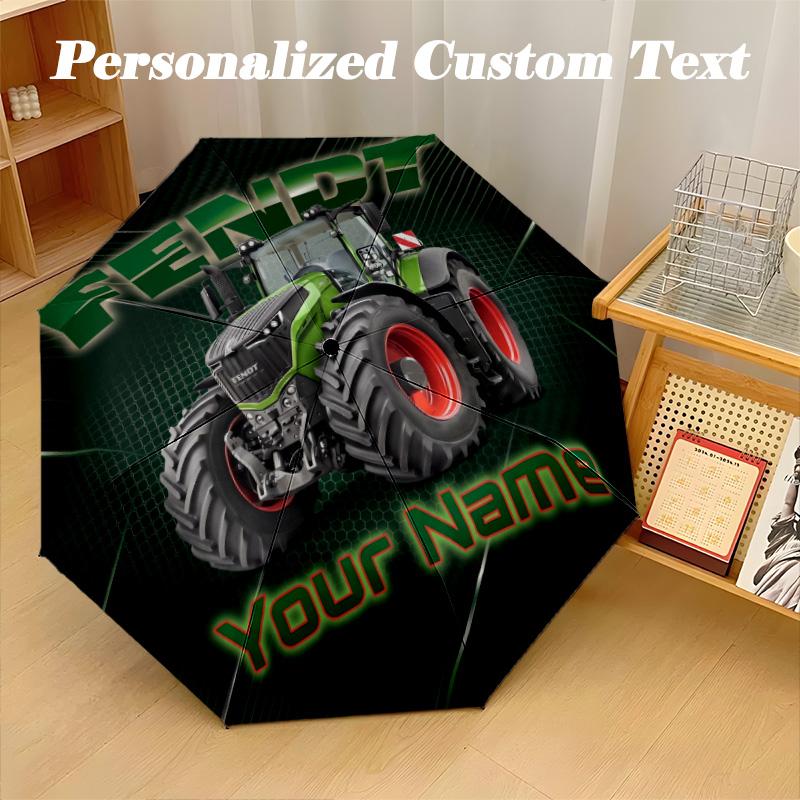 Fendt Automatic 8‑ribs Umbrella, Custom Name Text Personalized Folding Umbrella Rain Sun Gift