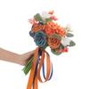 Оранжевые свадебные цветы атласная ткань ручной букет жених креативный значок элегантный рука/браслет/значок
