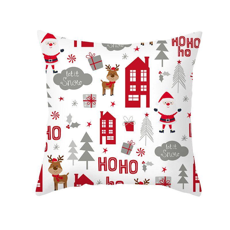 Luxurious Peach Skin Velvet Christmas Cushion Cover With Charming Santa Claus Print For Home